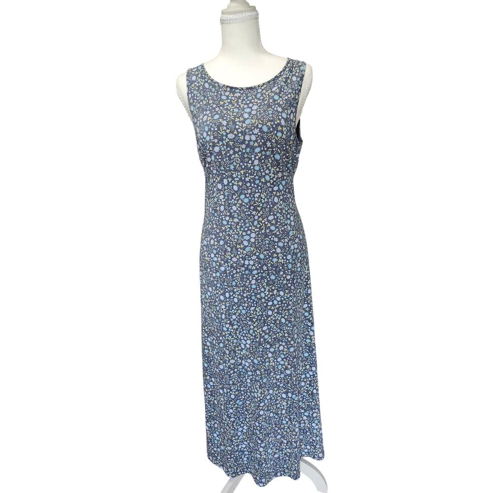 Vintage 90s Laura Ashley 100% Cotton Blue Floral Sundress Medium Cottagecore